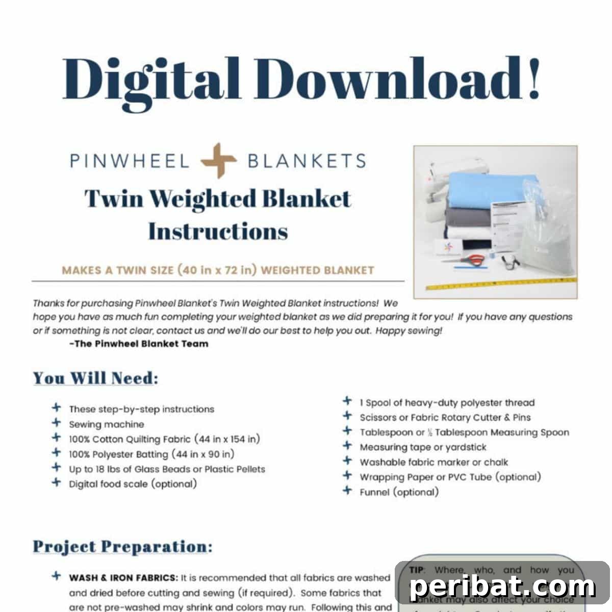 28 Soothing DIY Weighted Blanket Projects 30 Detailed Twin Weighted Blanket Step-by-Step Instructions, showing a completed twin-sized blanket.