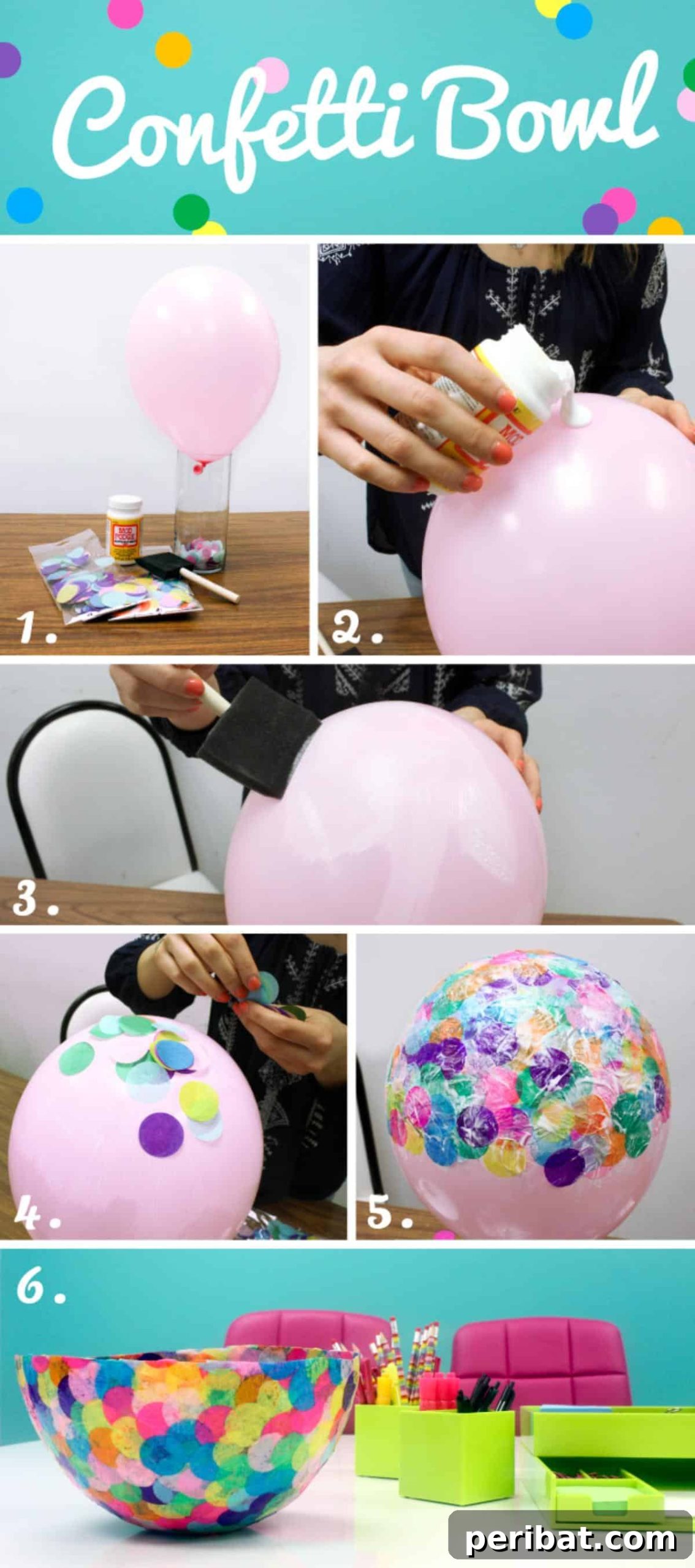 Easy Home-Made Confetti Bowl collage.
