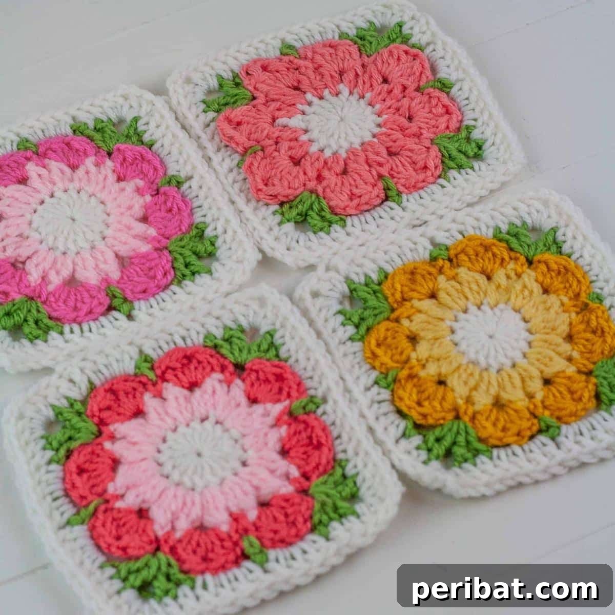 A beautifully detailed Crochet Flower Granny Square, accompanied by a visual tutorial.