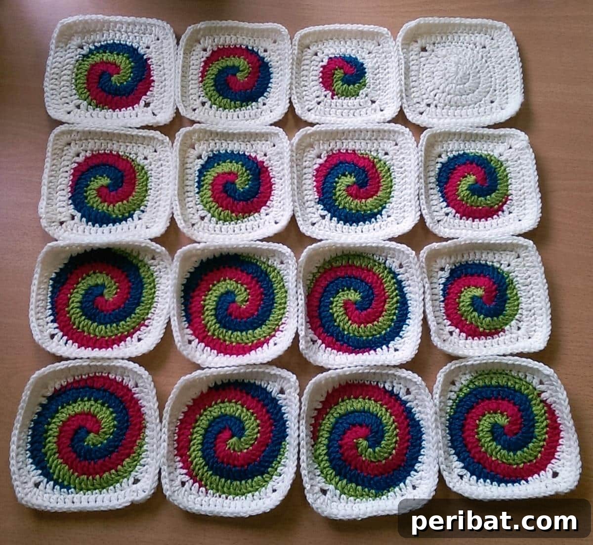 Mesmerizing Square Spiral Squares, showing a continuous, swirling design.
