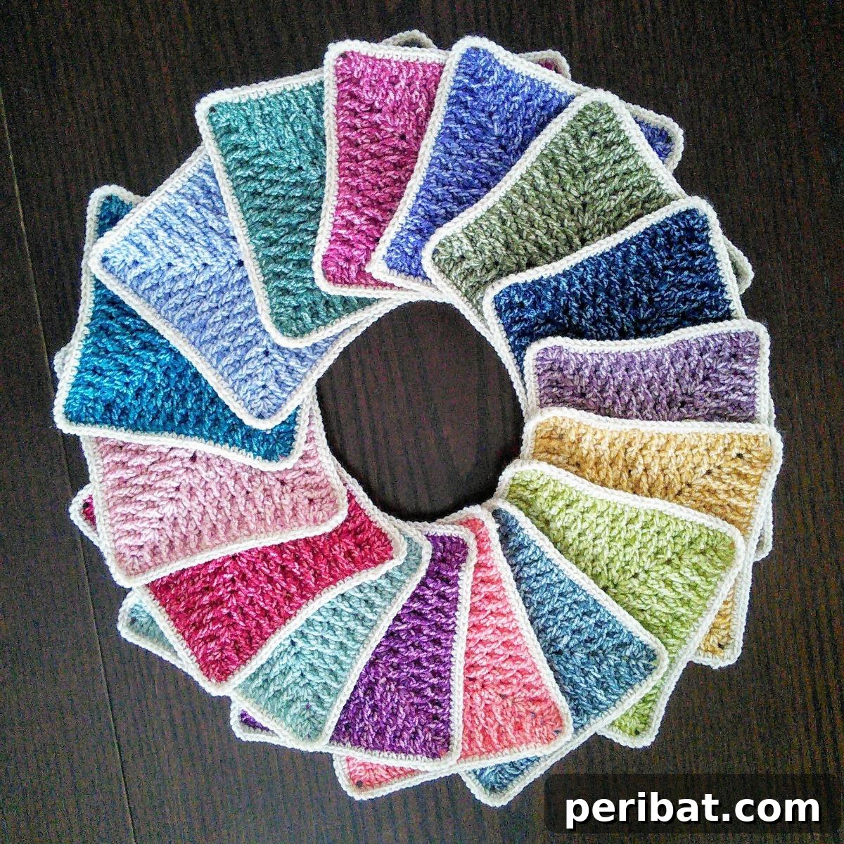 A captivating Textured Ripple Granny Square, showcasing wavy ridges and depth.