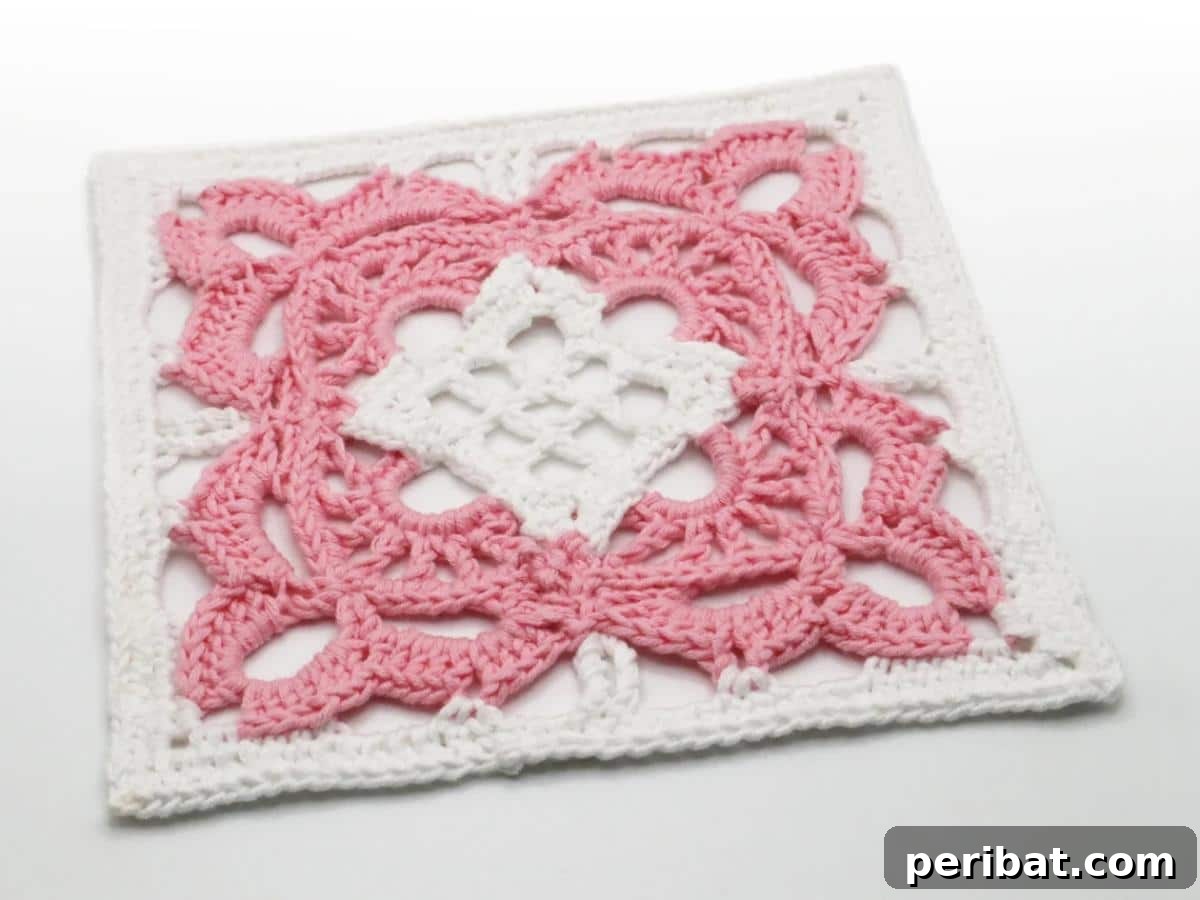 A distinct Celtic Granny Crochet Square, featuring interwoven knotwork patterns.