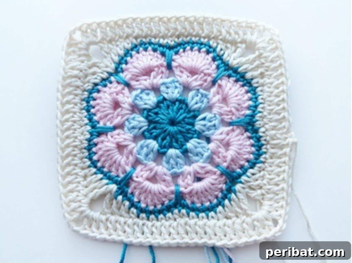 An intricately designed African Flower Square, featuring a beautiful floral pattern.