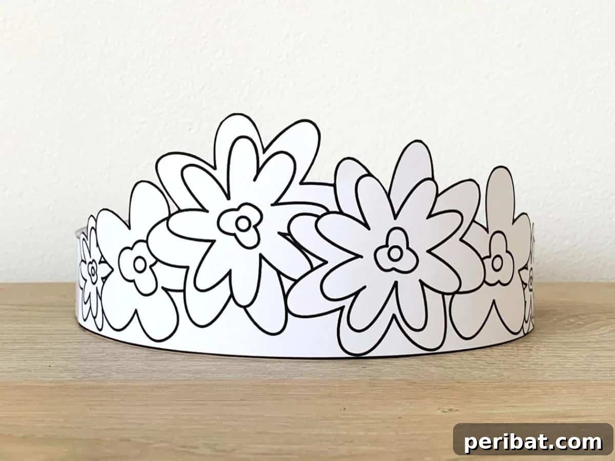Flower Paper Crown Colorable Printable