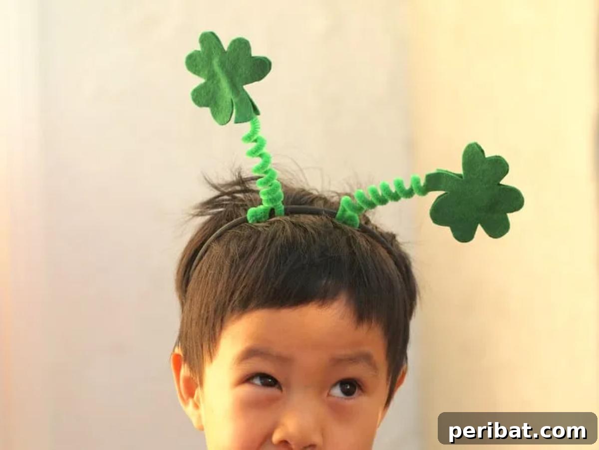 40 Super Easy Pipe Cleaner Crafts for Everyone 11 Shamrock Headband for St. Patrick’s Day