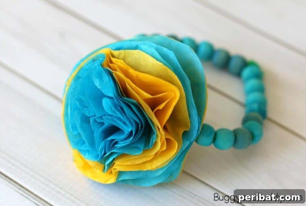 40 Super Easy Pipe Cleaner Crafts for Everyone 16 Tissue Paper and Pipe Cleaner Flower Bracelet Craft for Kids