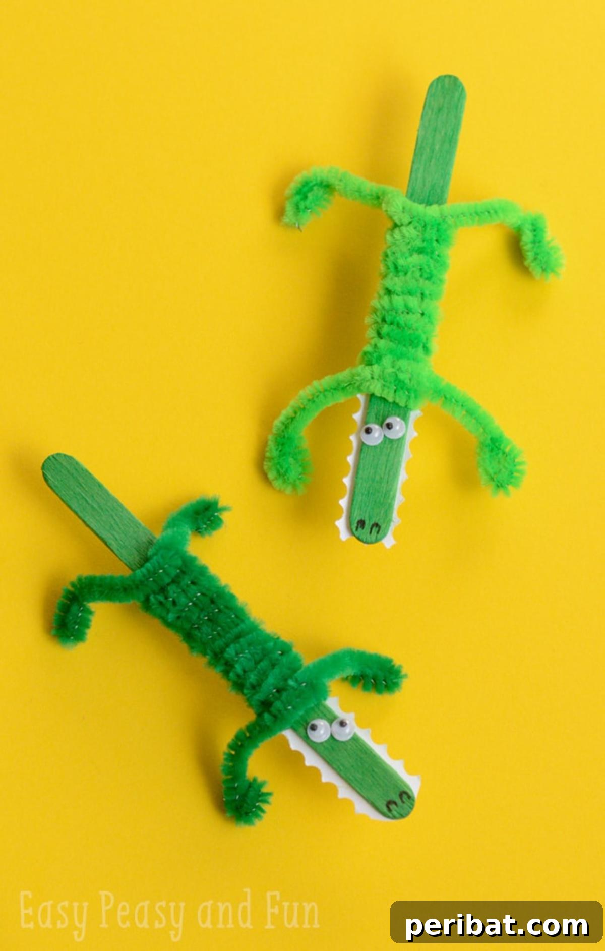 40 Super Easy Pipe Cleaner Crafts for Everyone 18 Craft Stick and Pipe Cleaner Crocodile Crafts