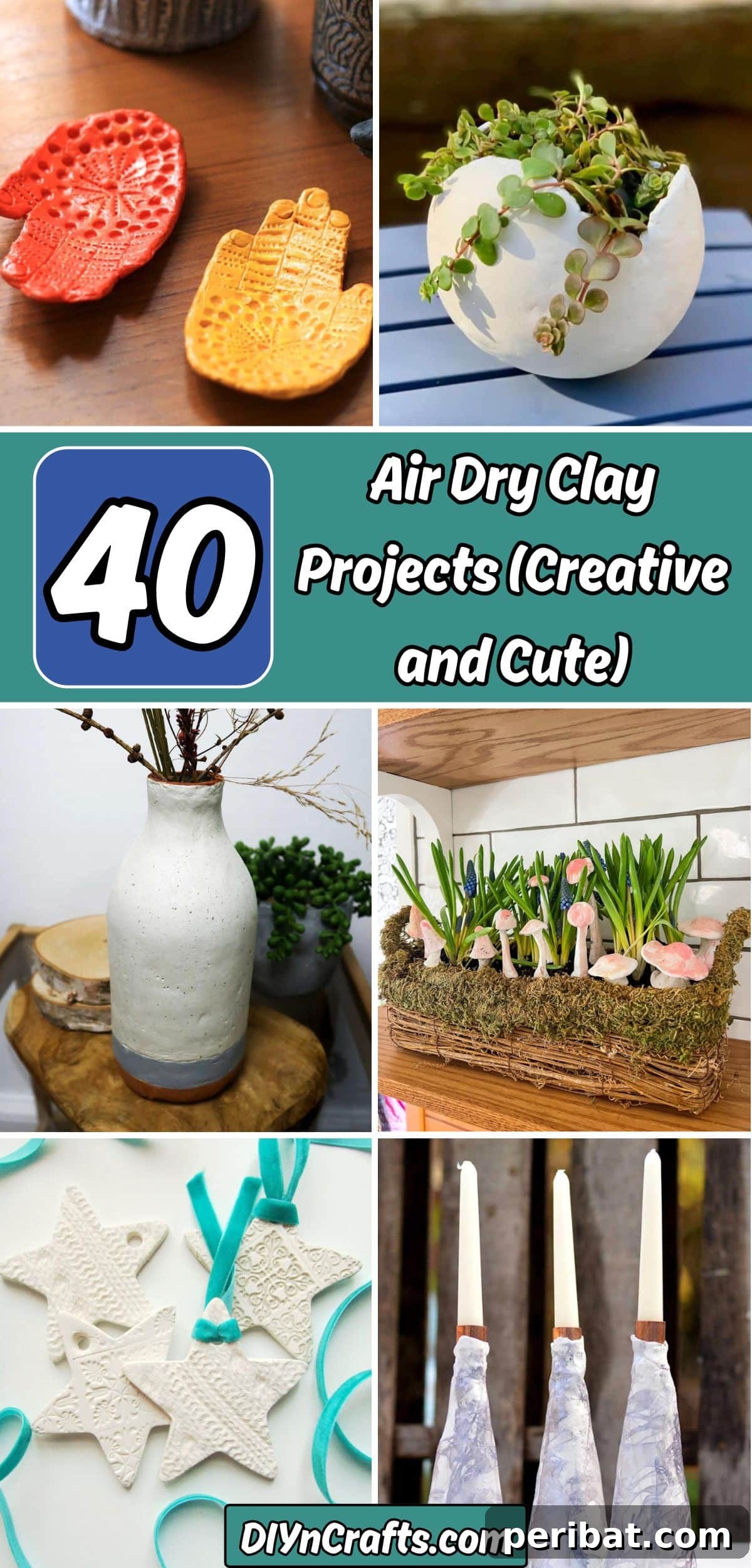 40 Charming Air Dry Clay Projects 2 40 DIY Air Dry Clay Projects (Creative and Cute) collage.