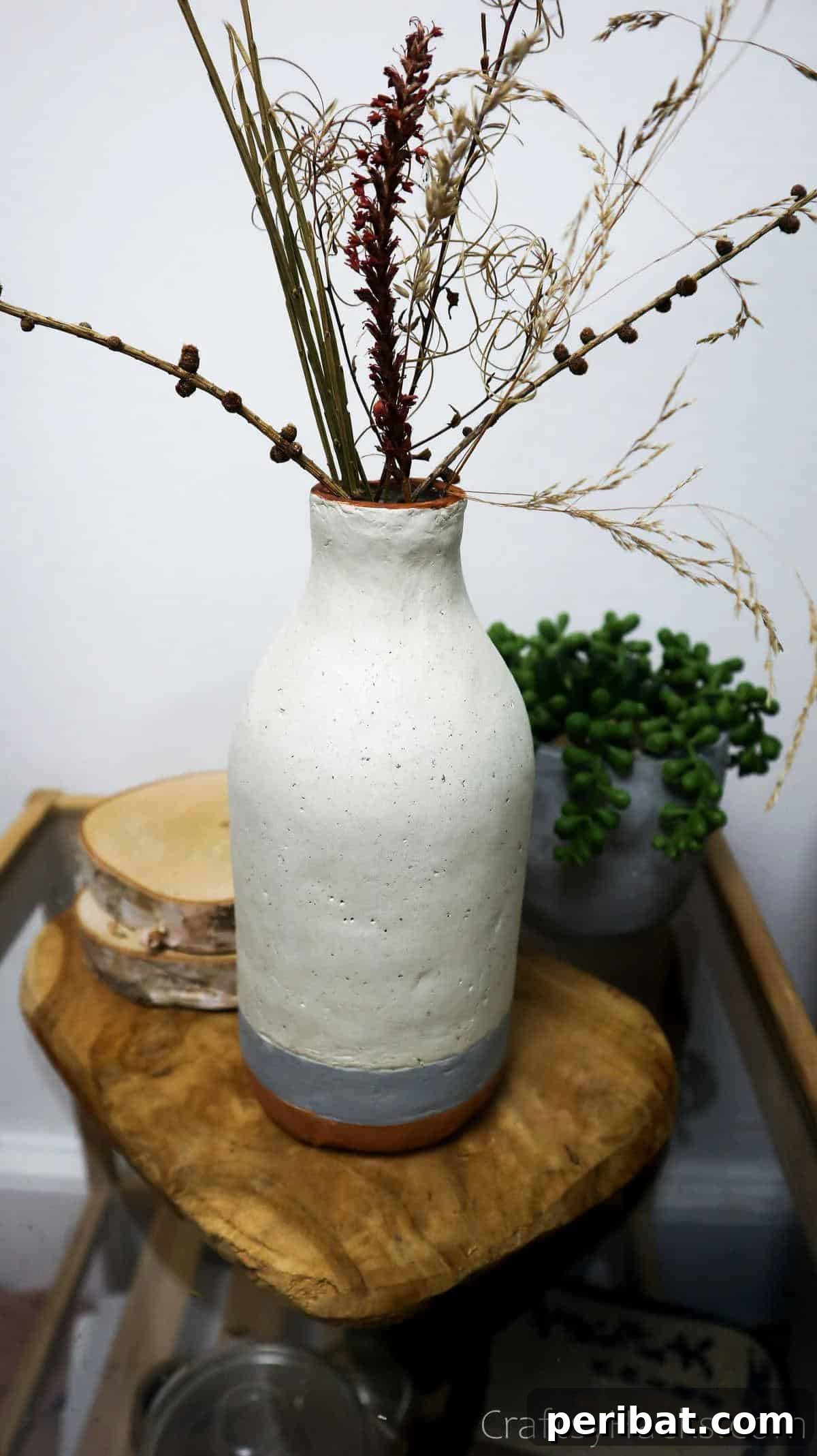 40 Charming Air Dry Clay Projects 19 DIY Bottle Vase