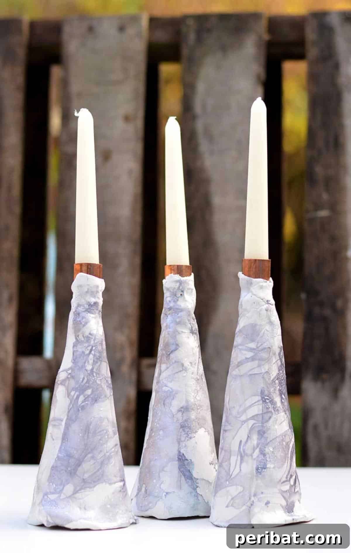 40 Charming Air Dry Clay Projects 24 Beautiful Marbled Air Dry Clay Candle Holders