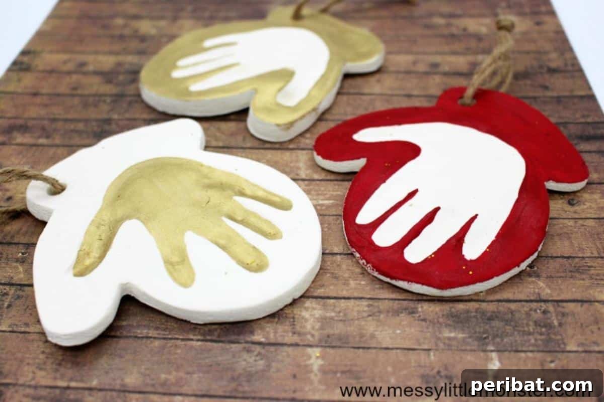 40 Charming Air Dry Clay Projects 34 Clay Baby Handprint Ornaments