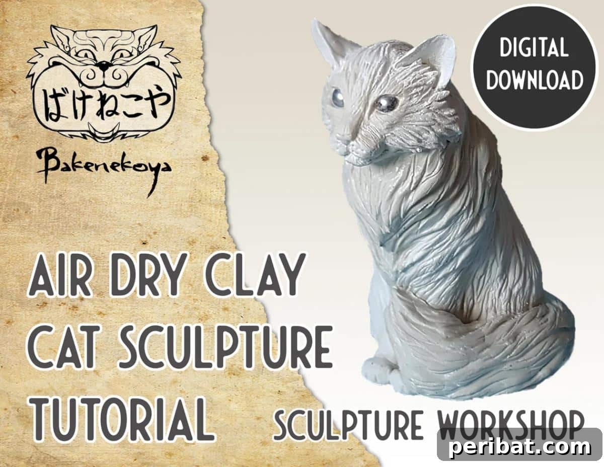 40 Charming Air Dry Clay Projects 42 Sir Dry Sculpture Tutorial - How to Make a Sitting Cat