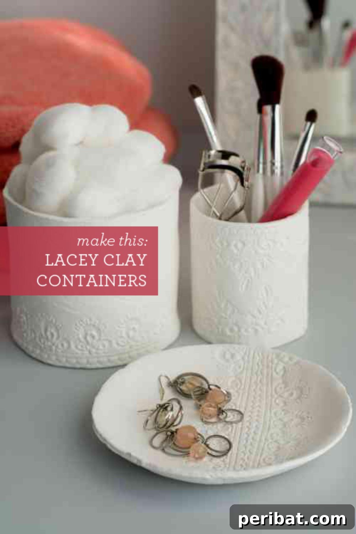 40 Charming Air Dry Clay Projects 10 DIY Lacey Clay Containers