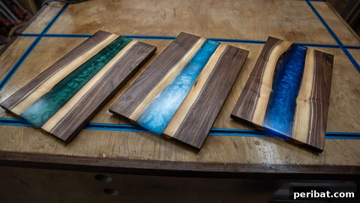 Stunning Resin Cutting Board Creations 15 Air Dried Walnut And Total Boat Epoxy With Black Diamond Pigments Cutting Boards