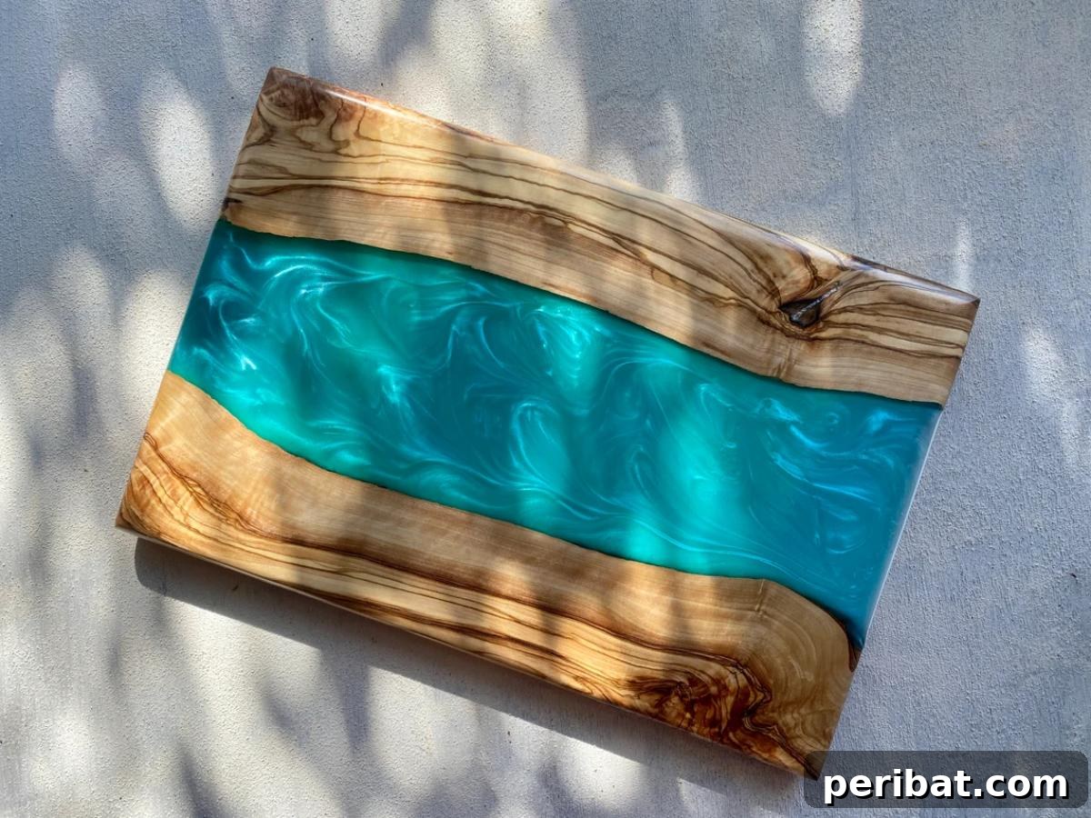Stunning Resin Cutting Board Creations 30 Custom-made Resin River Charcuterie Board made with Olive Wood