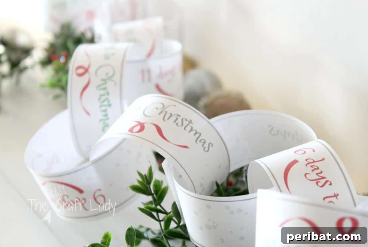 Craft Your Way to Christmas: 30 Paper Chain Countdown Projects 18 A pre-designed Christmas Countdown Paper Chain available as a printable.