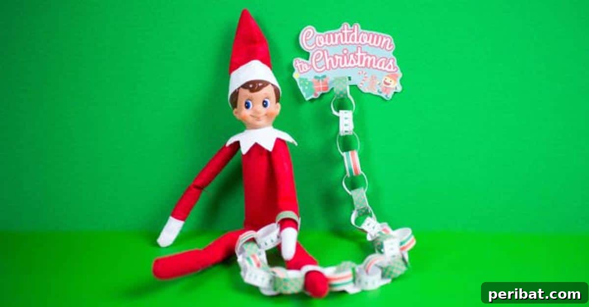 Craft Your Way to Christmas: 30 Paper Chain Countdown Projects 24 An Elf on the Shelf themed paper chain for a playful Christmas countdown.