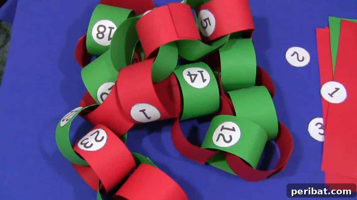 Craft Your Way to Christmas: 30 Paper Chain Countdown Projects 26 A joyful image of a Christmas countdown chain made with kids.