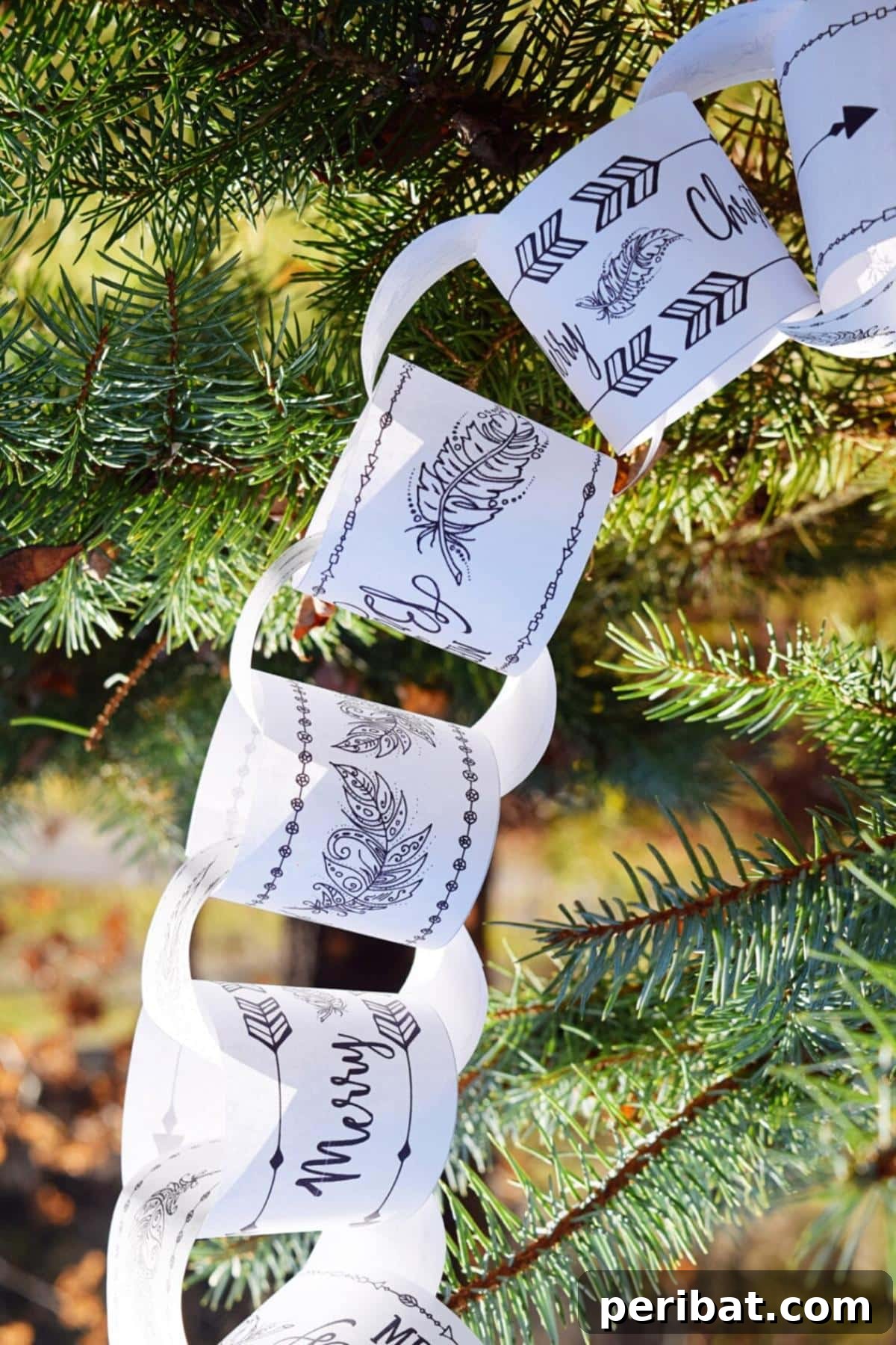 Craft Your Way to Christmas: 30 Paper Chain Countdown Projects 31 A printable paper chain template with a chic boho holiday design.