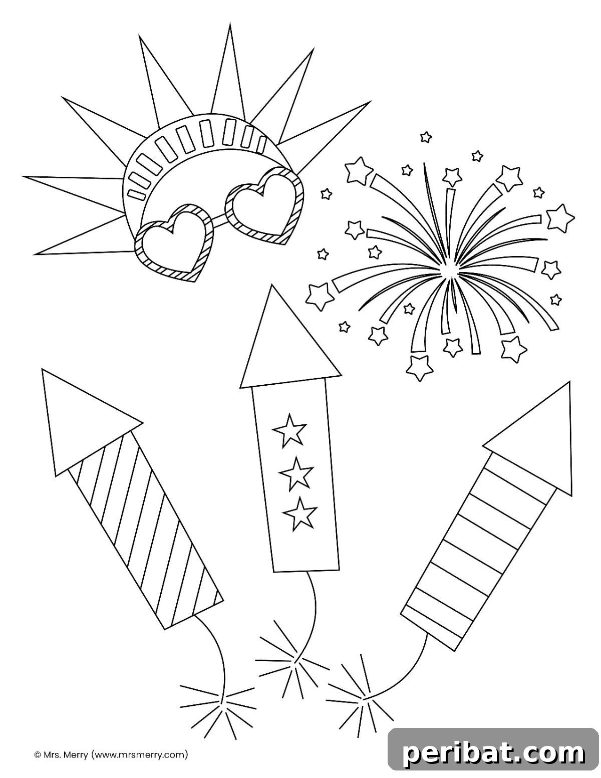 Splash into Summer: 40 Free Printable Coloring Pages for Kids 13 Fireworks Coloring Page with a spectacular display.