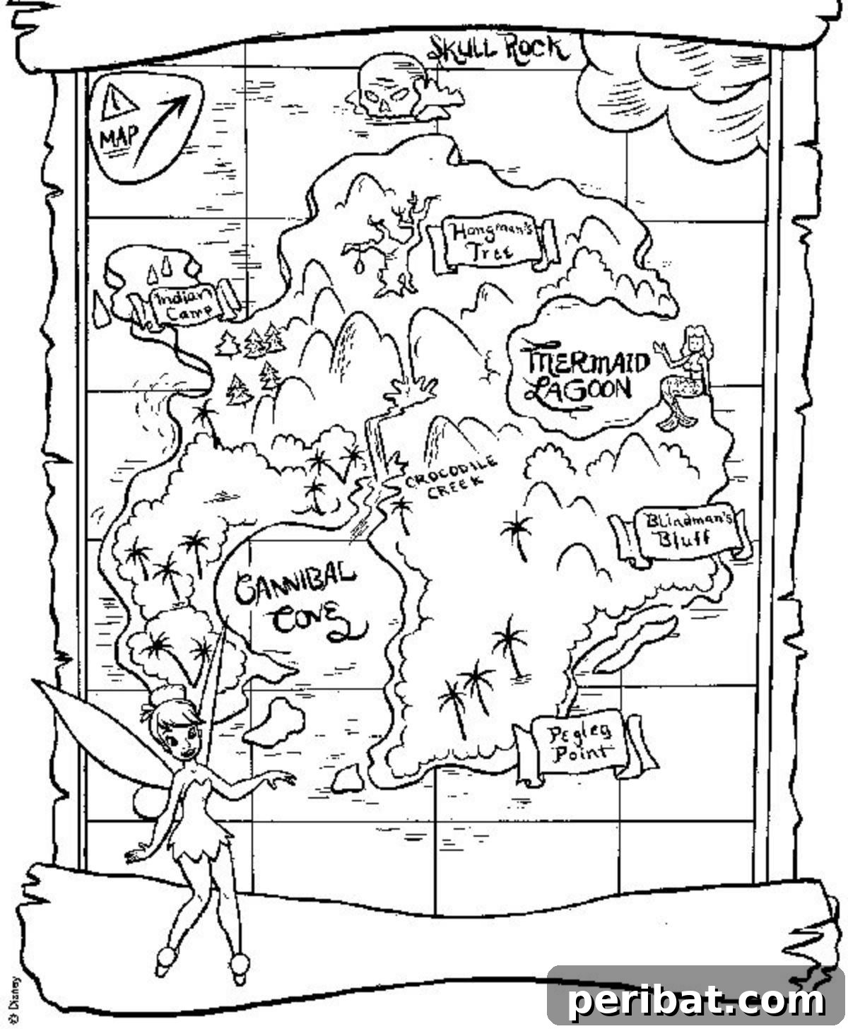 Splash into Summer: 40 Free Printable Coloring Pages for Kids 20 Tropical Map Summer Coloring Page with a stylized island map.