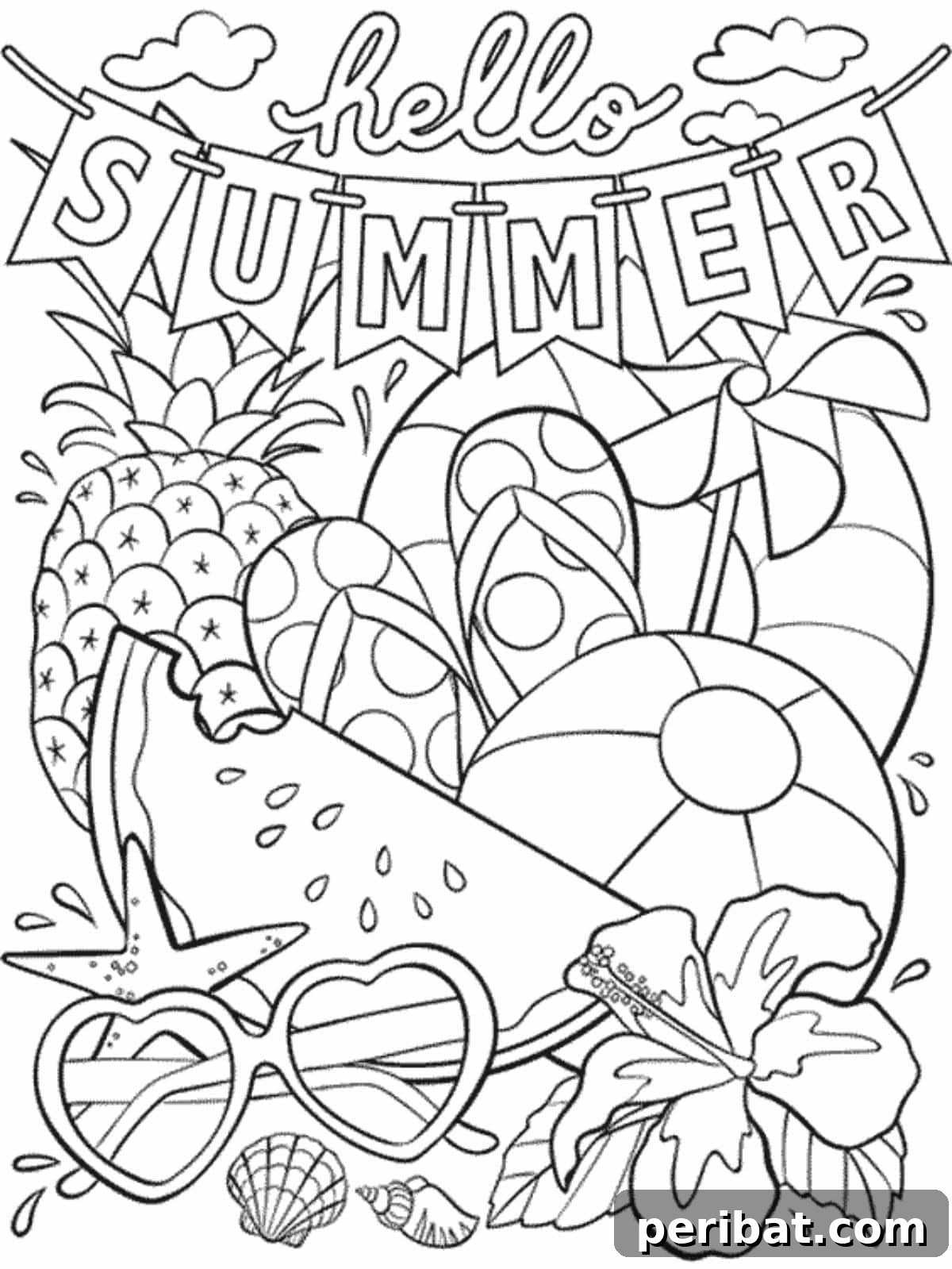Splash into Summer: 40 Free Printable Coloring Pages for Kids - Peribat
