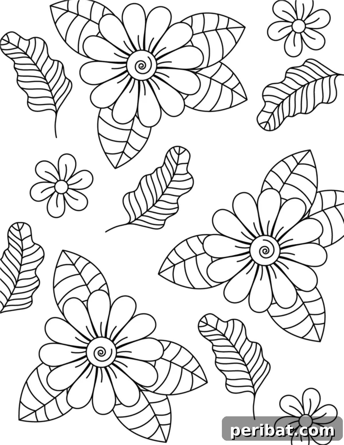 Splash into Summer: 40 Free Printable Coloring Pages for Kids 24 Summer Flower Coloring Page with various blooming flowers.