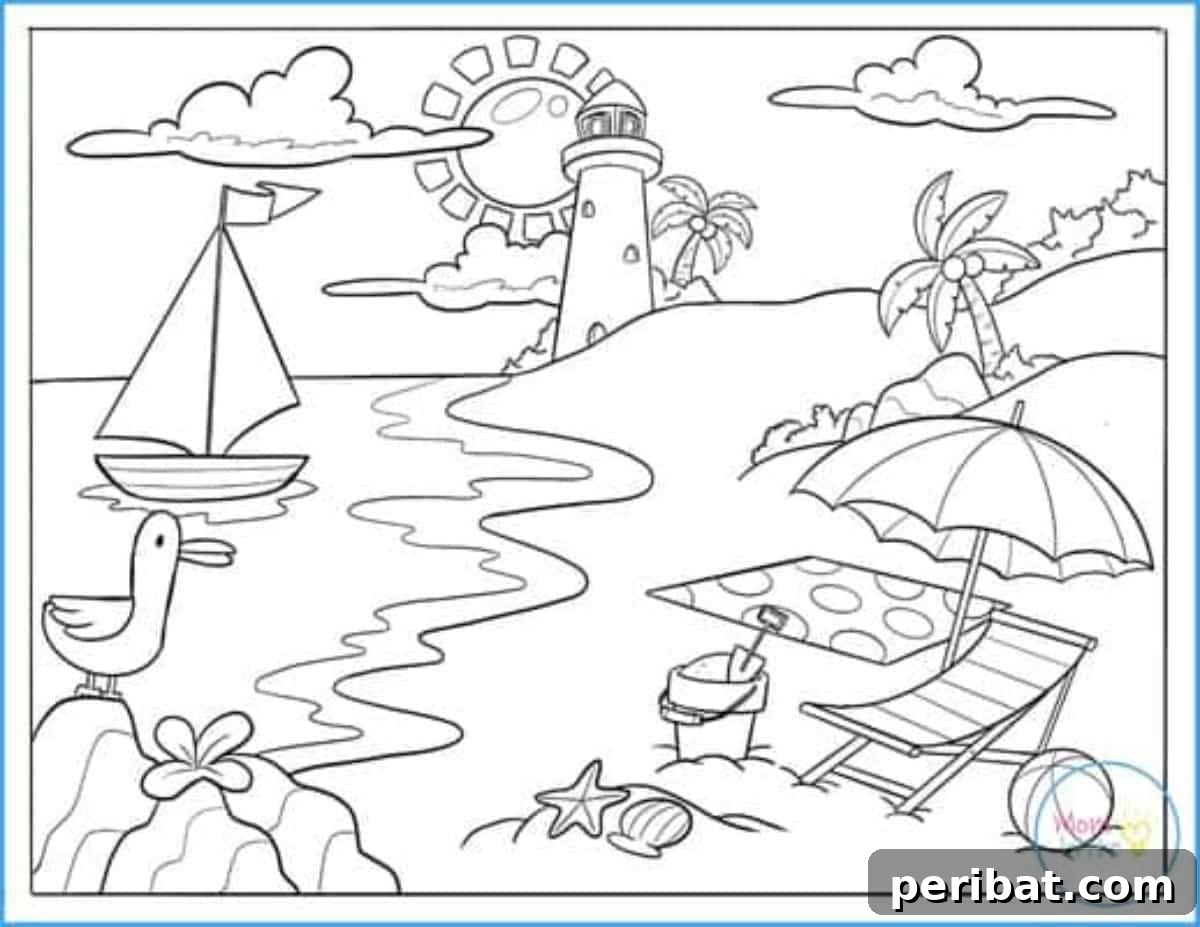 Splash into Summer: 40 Free Printable Coloring Pages for Kids 30 Summer Coloring for Kids with various simple summer images.