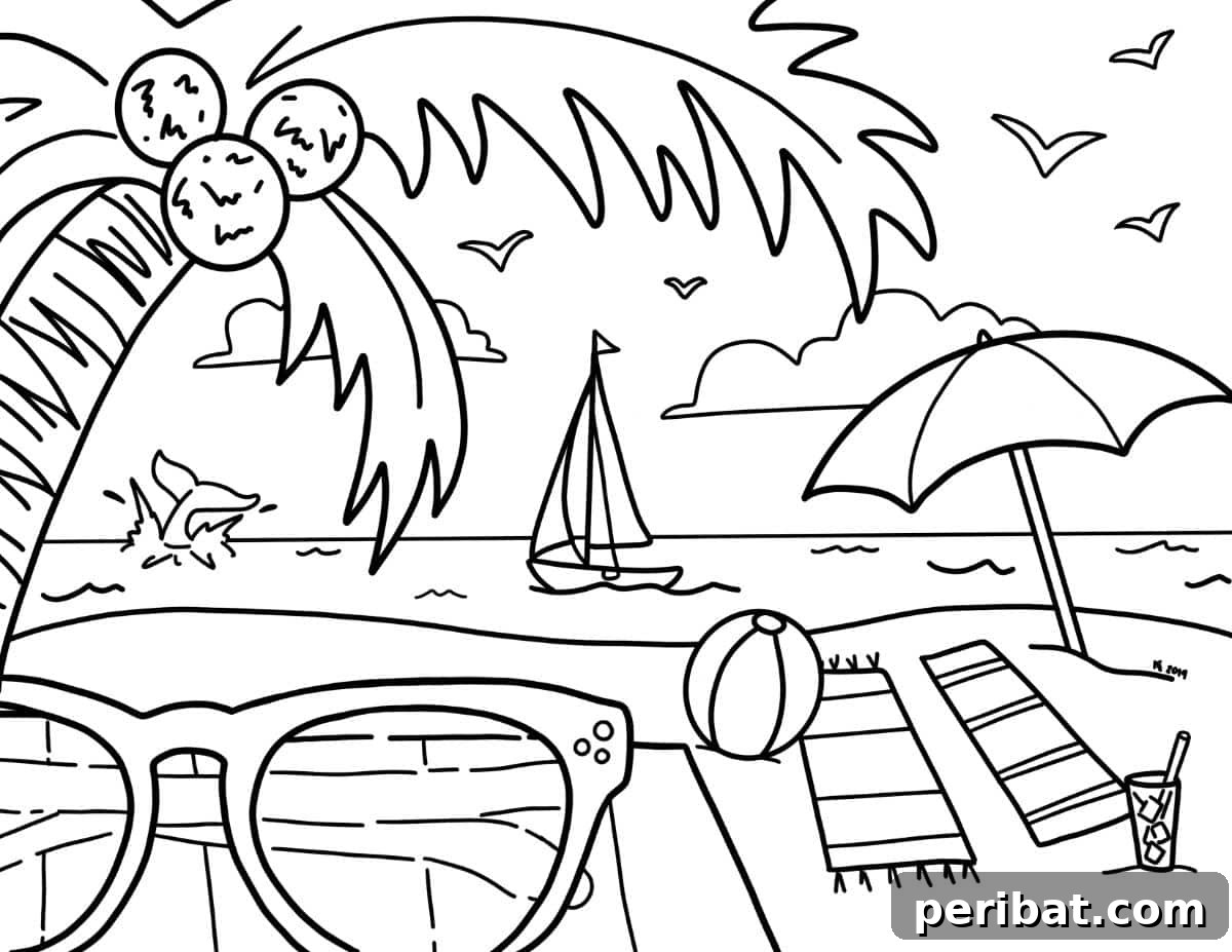 Splash into Summer: 40 Free Printable Coloring Pages for Kids 32 Beat the Heat Coloring Page with summer fun activities.