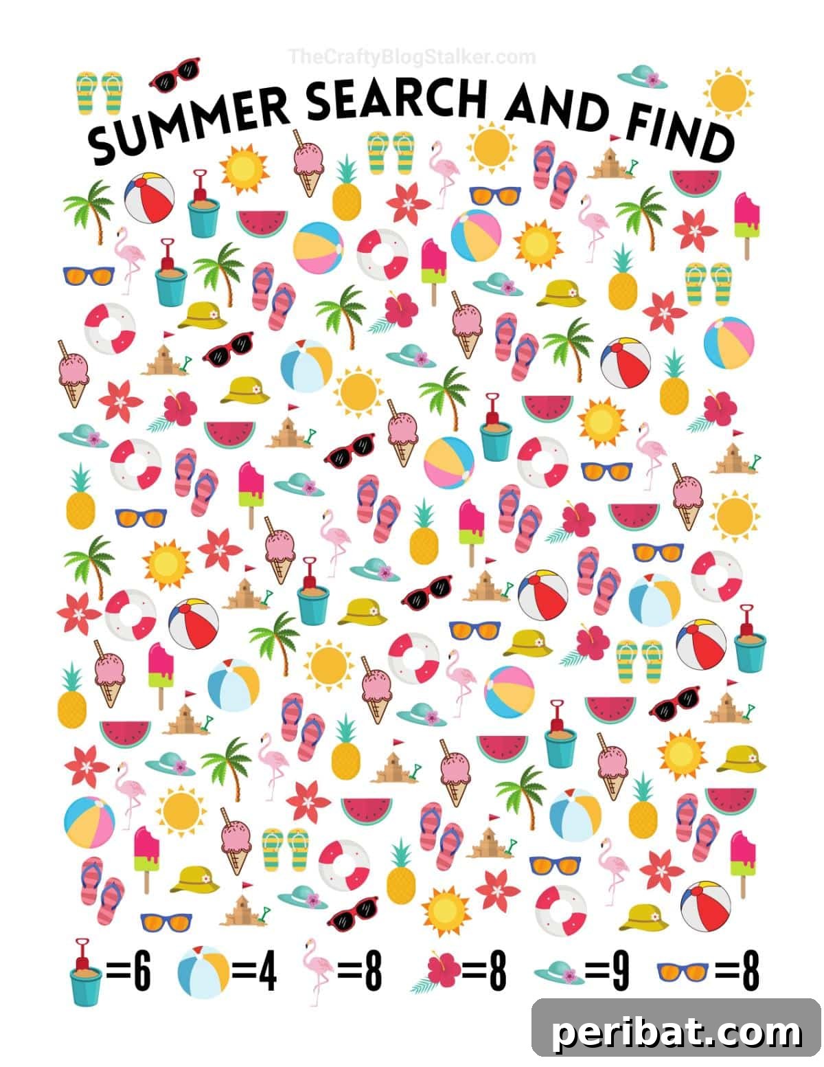 Splash into Summer: 40 Free Printable Coloring Pages for Kids 33 Summer Search and Find Coloring Page with hidden objects.