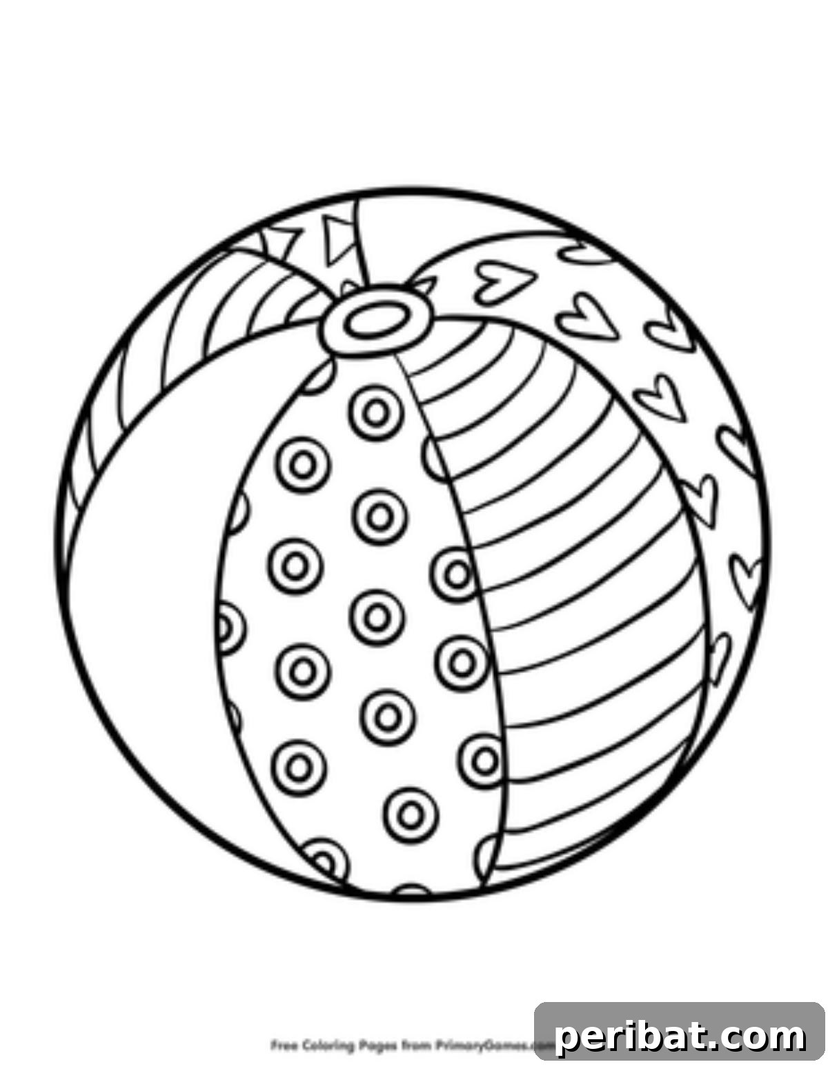 Splash into Summer: 40 Free Printable Coloring Pages for Kids 5 Beach Ball Coloring Page with a classic striped beach ball.
