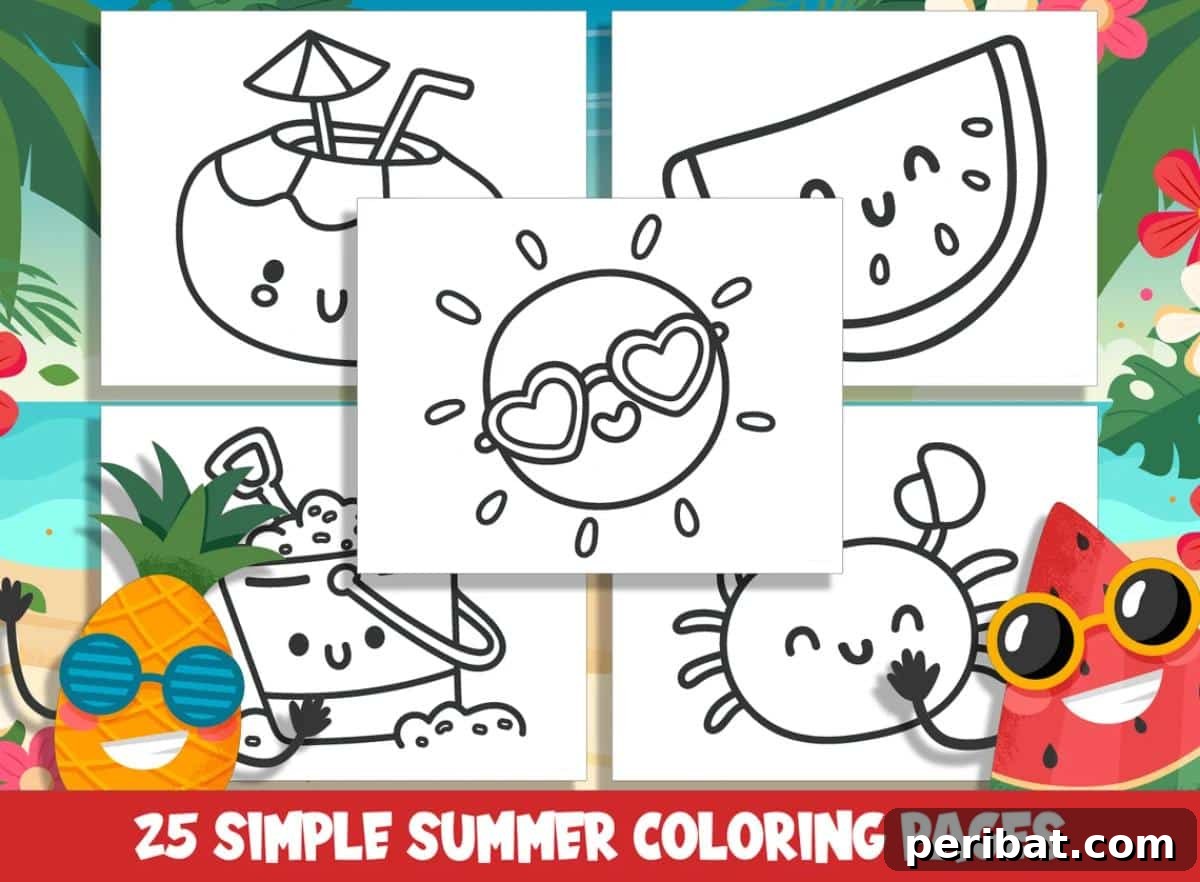Splash into Summer: 40 Free Printable Coloring Pages for Kids 41 25 Cute Simple Summer Coloring Pages, easy and adorable.