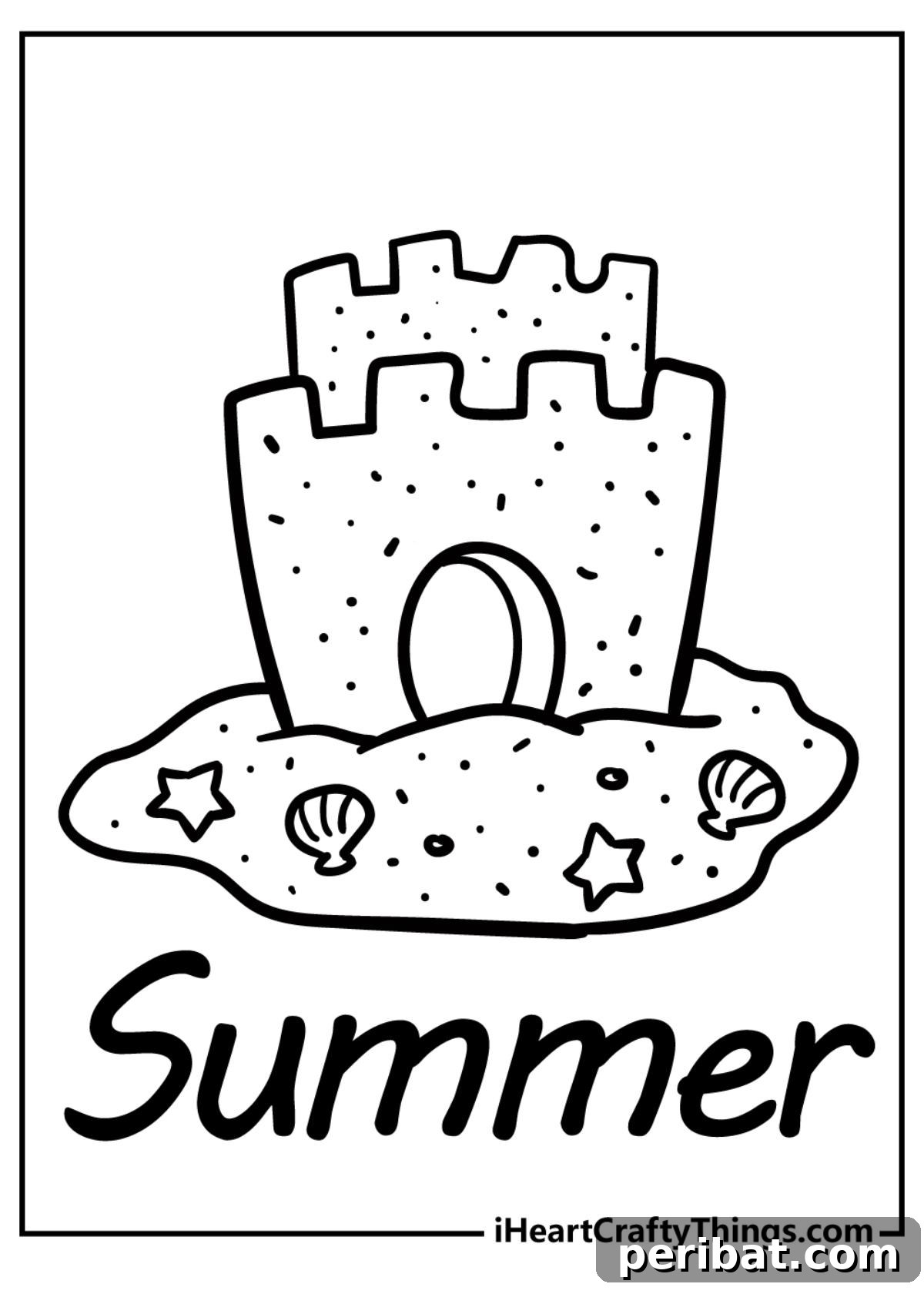 Splash into Summer: 40 Free Printable Coloring Pages for Kids 7 Sand Castle Coloring Page featuring an elaborate sandcastle.