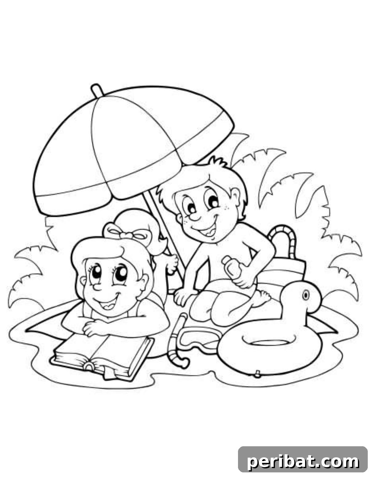 Splash into Summer: 40 Free Printable Coloring Pages for Kids 8 Summer Coloring Page collage with various summer themes.