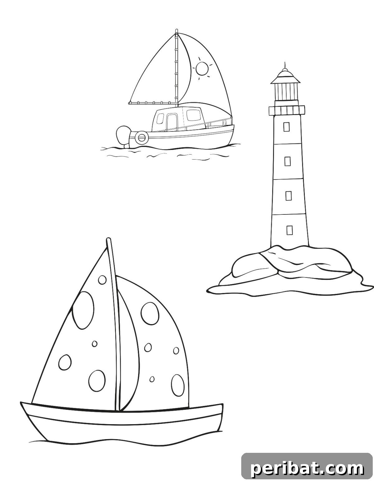 Splash into Summer: 40 Free Printable Coloring Pages for Kids 10 Lighthouse Coloring Sheet overlooking a rocky coast.