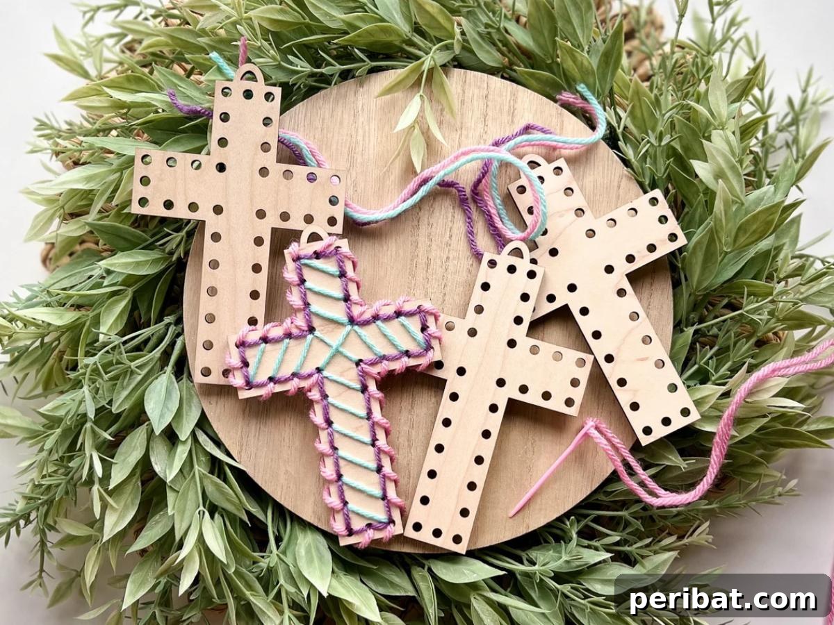 Cross craft kit for Sunday school, featuring materials for embroidery.