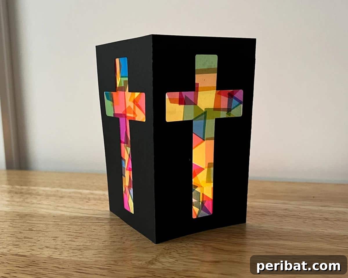 Cross lantern craft kit for kids, creating a lighted decorative piece.