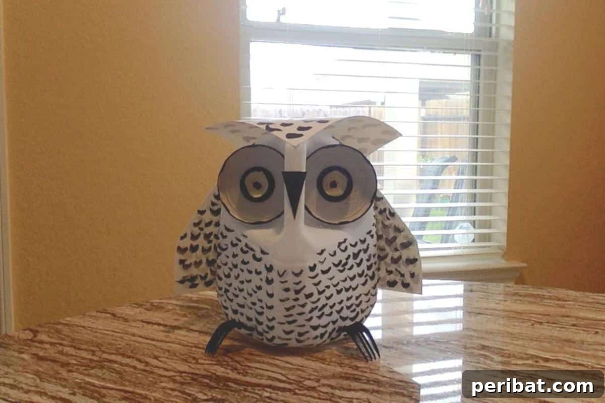 DIY Milk Jug Snow Owl
