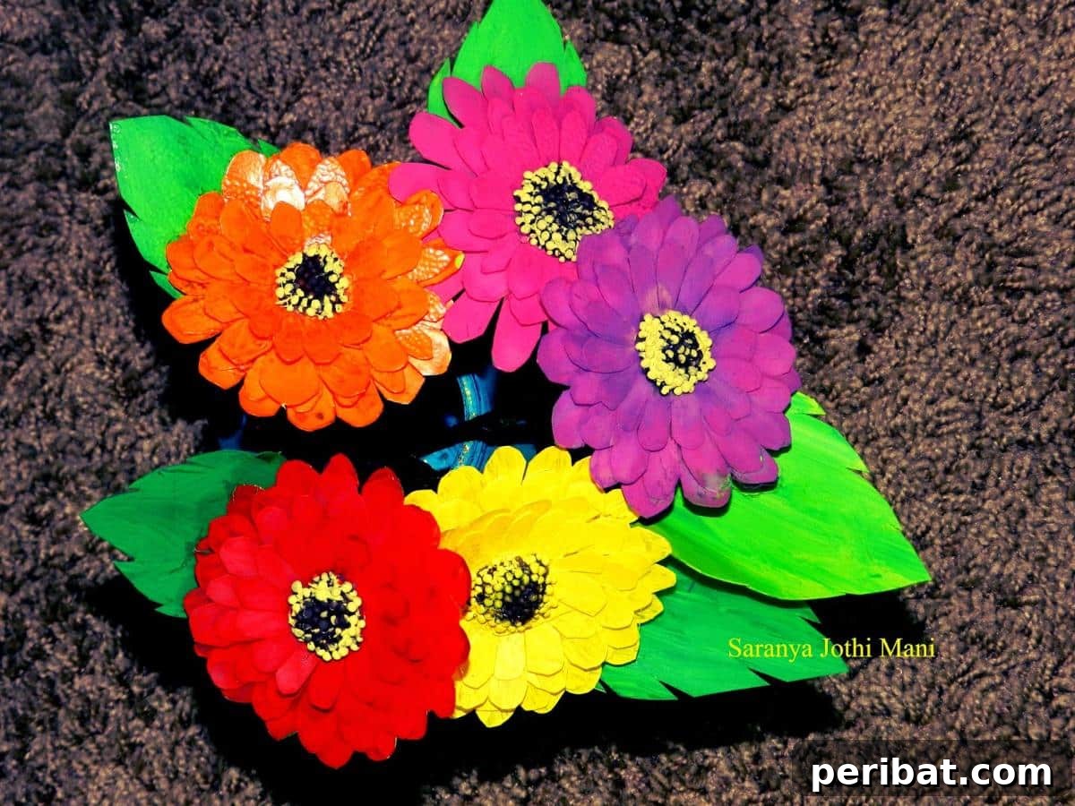 Zinnia Flowers Milk Jug Craft