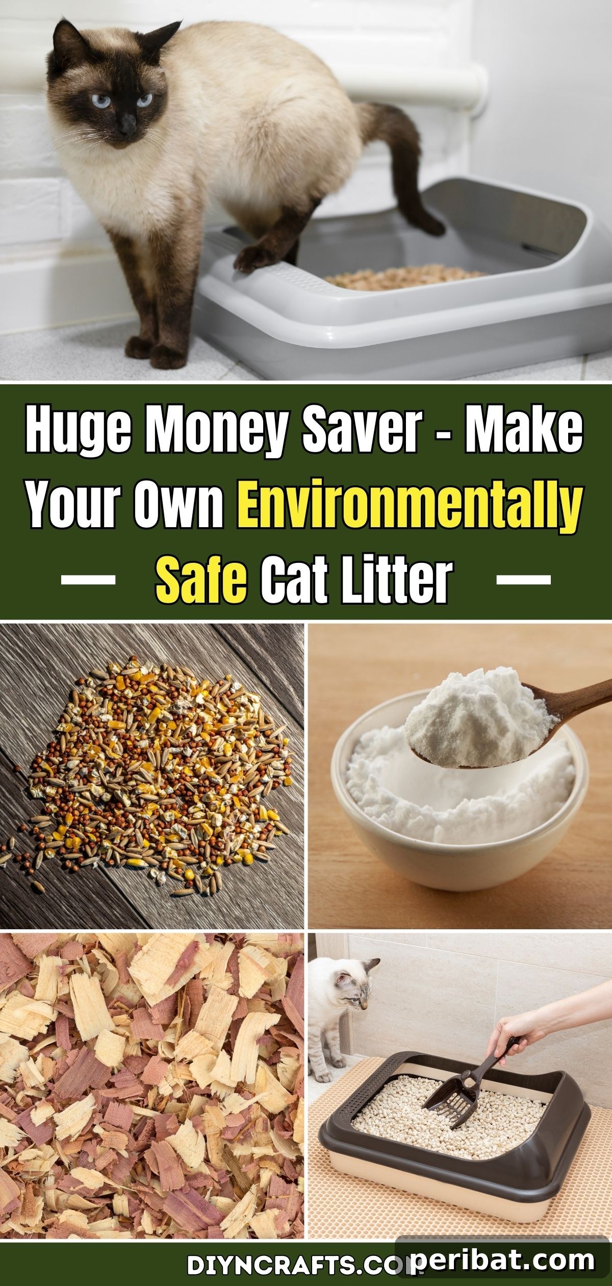 Affordable DIY Sustainable Cat Litter 2 Huge Money Saver - Make Your Own Environmentally Safe Cat Litter pinterest image