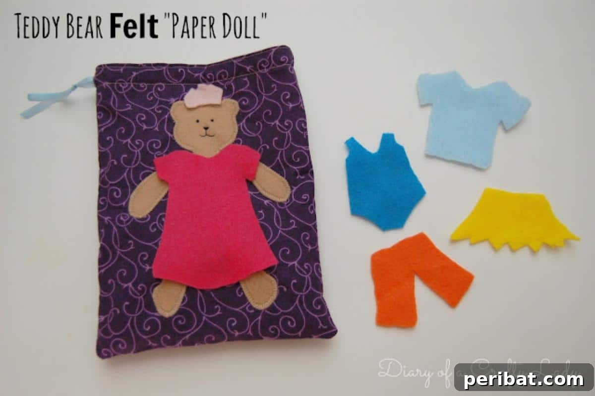 37 Heartwarming Teddy Bear Craft Projects 19 Teddy Bear Felt Paper Doll