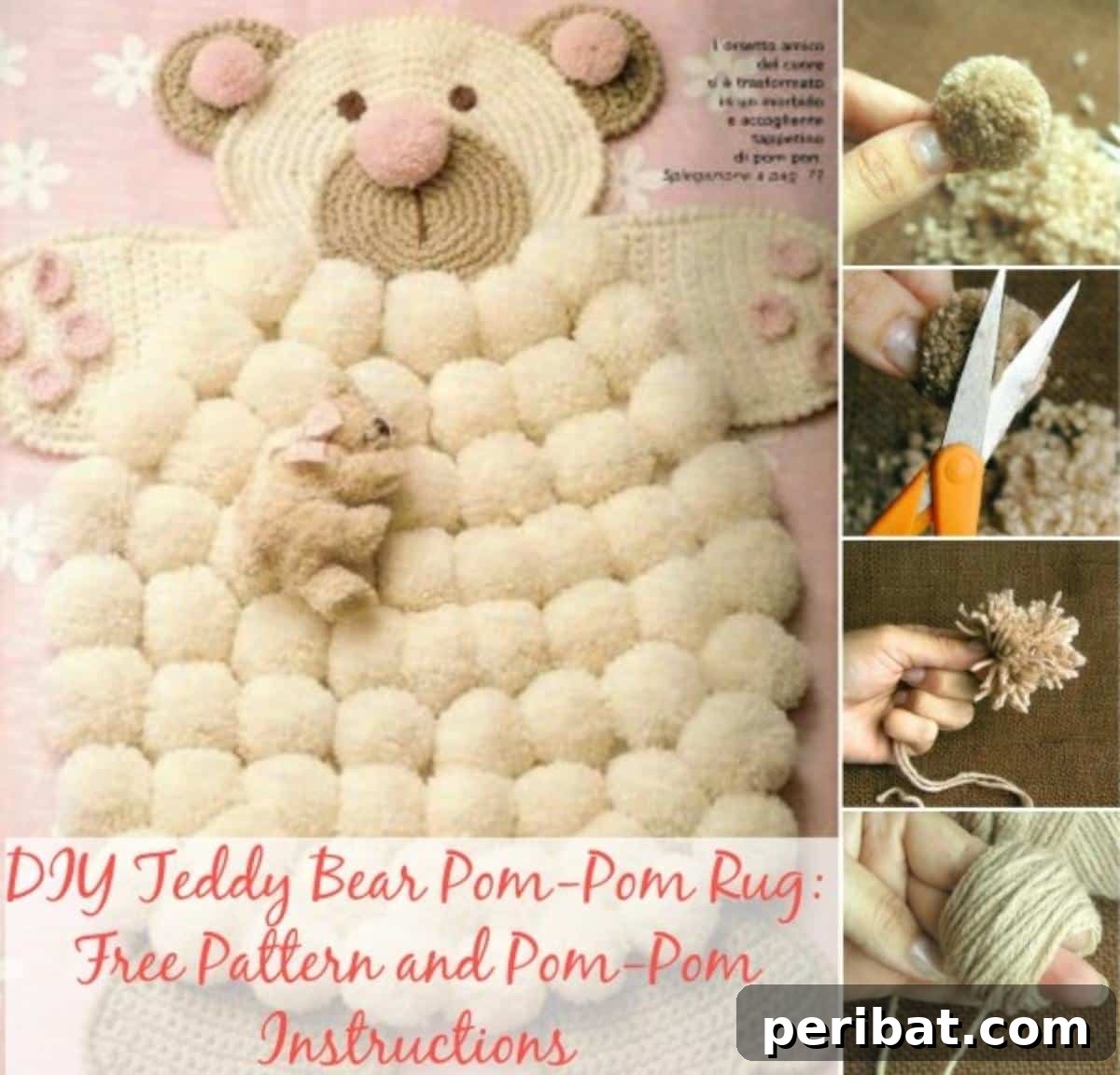 37 Heartwarming Teddy Bear Craft Projects 4 DIY Gorgeous Teddy Bear Pom Pom Rugs + Bonus Colorful Rugs