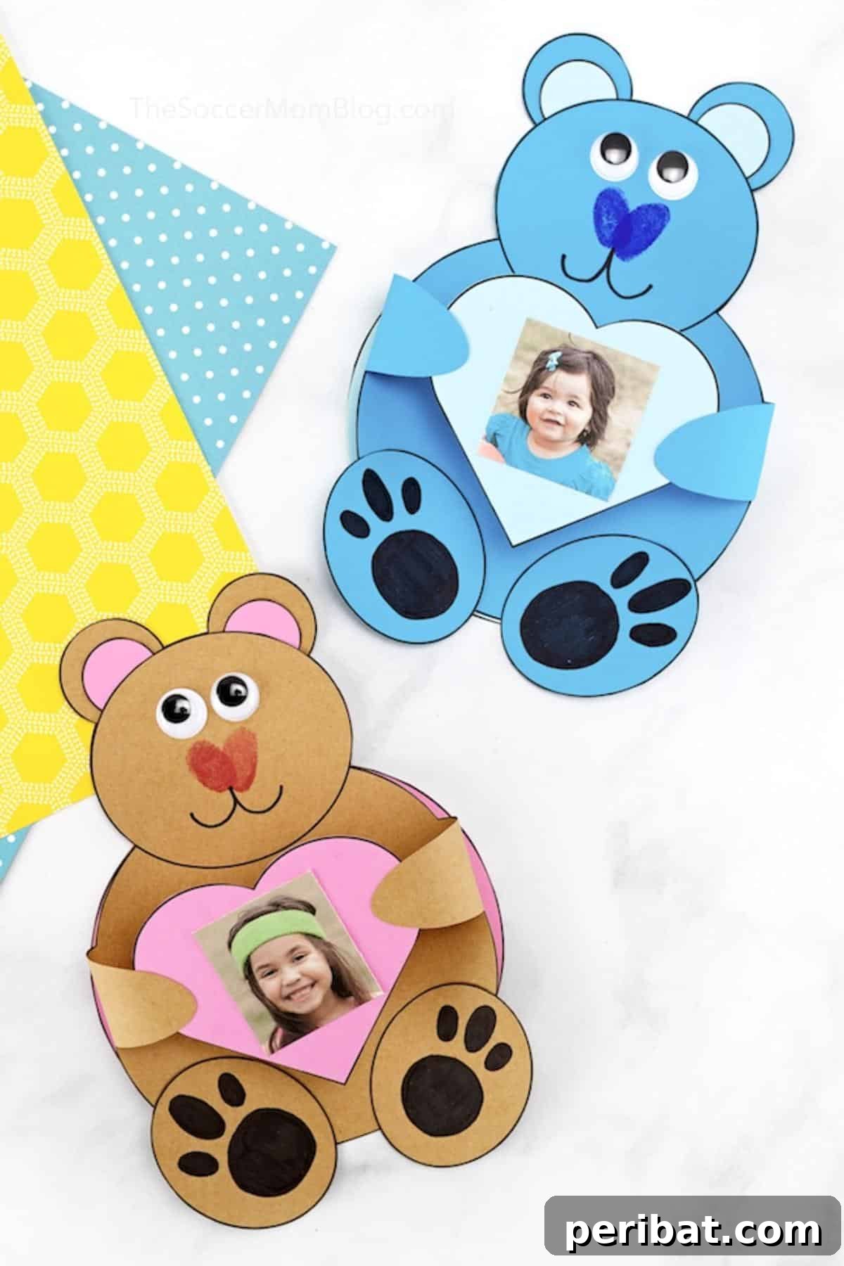 37 Heartwarming Teddy Bear Craft Projects 38 Teddy Bear Card With Kid’s Photo
