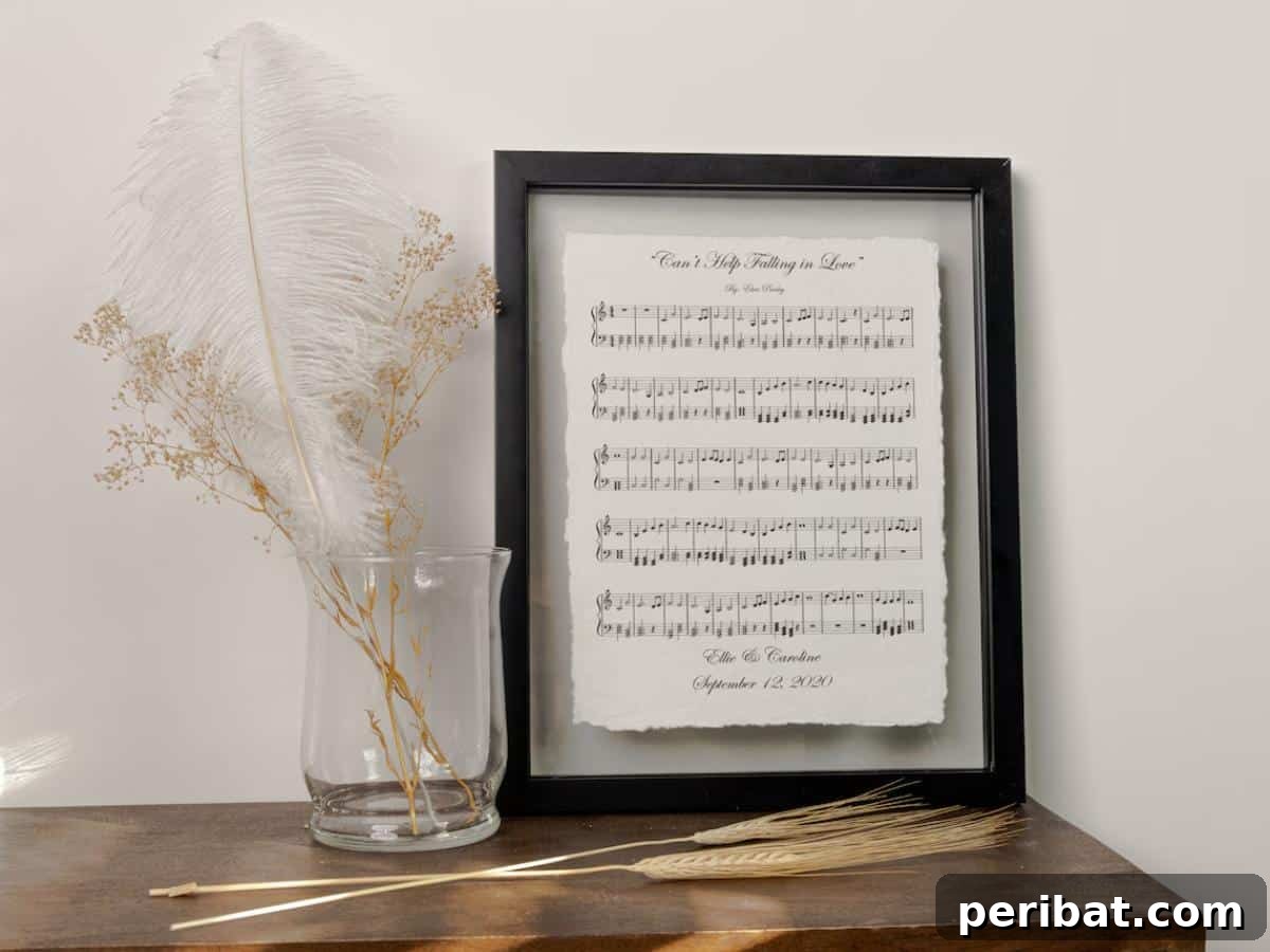 Crafting Melodies 40 Sheet Music Projects 38 A beautifully presented 'First Dance' music sheet, customized as a sentimental gift for couples.