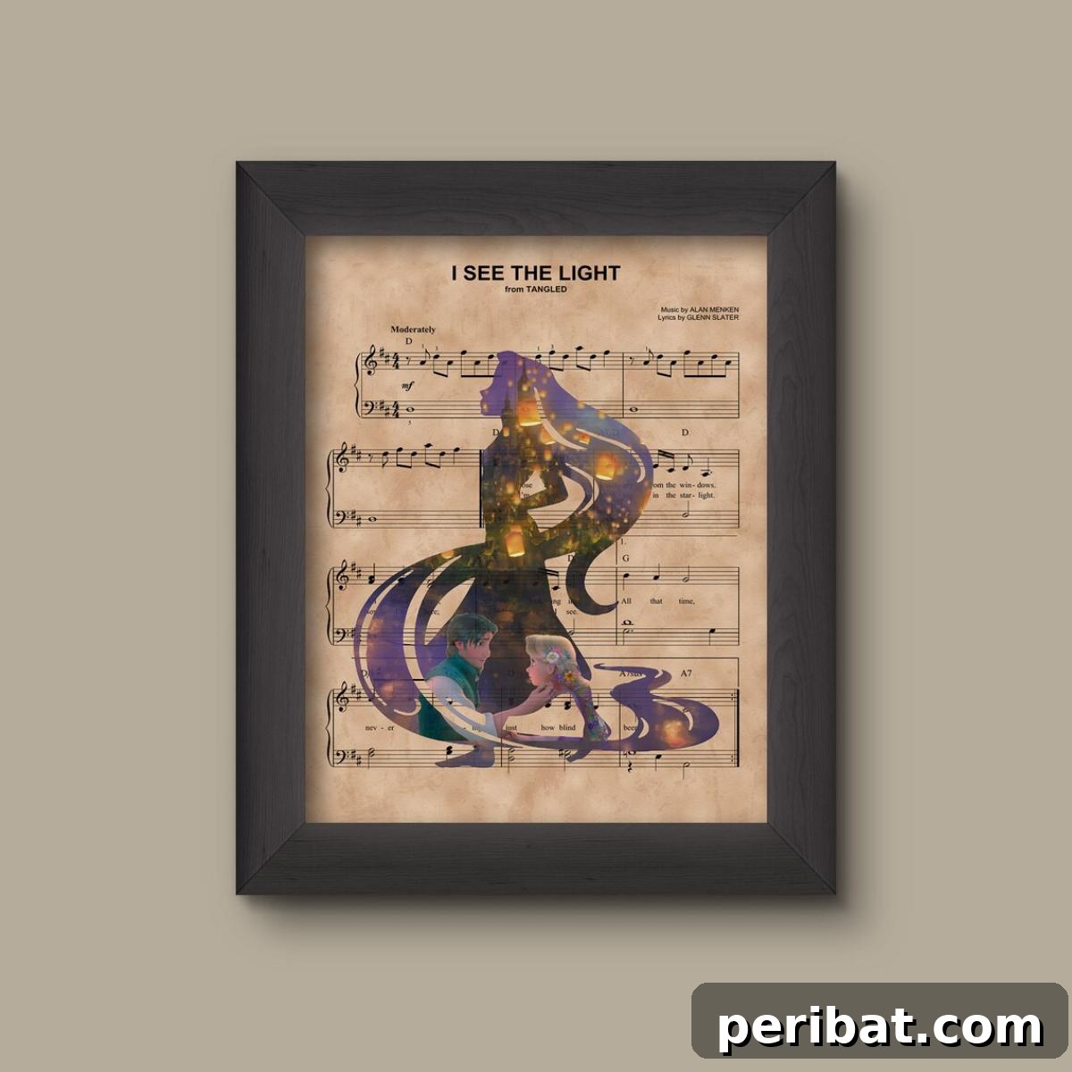 Crafting Melodies 40 Sheet Music Projects 39 An inspiring 'See The Light' sheet music art print, framed as a wall decoration.
