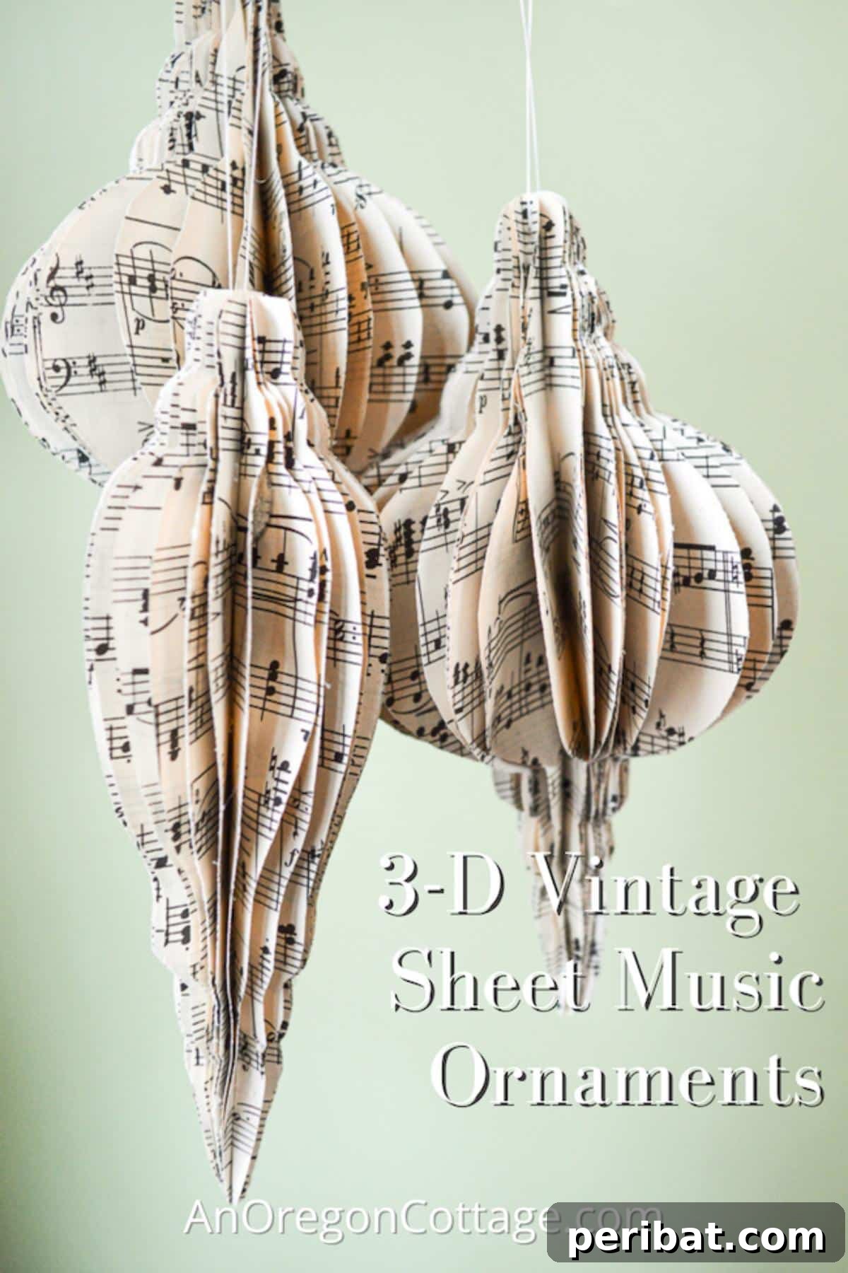 Crafting Melodies 40 Sheet Music Projects 7 A tutorial demonstrating how to create easy 3-D vintage sheet music ornaments, hanging delicately.