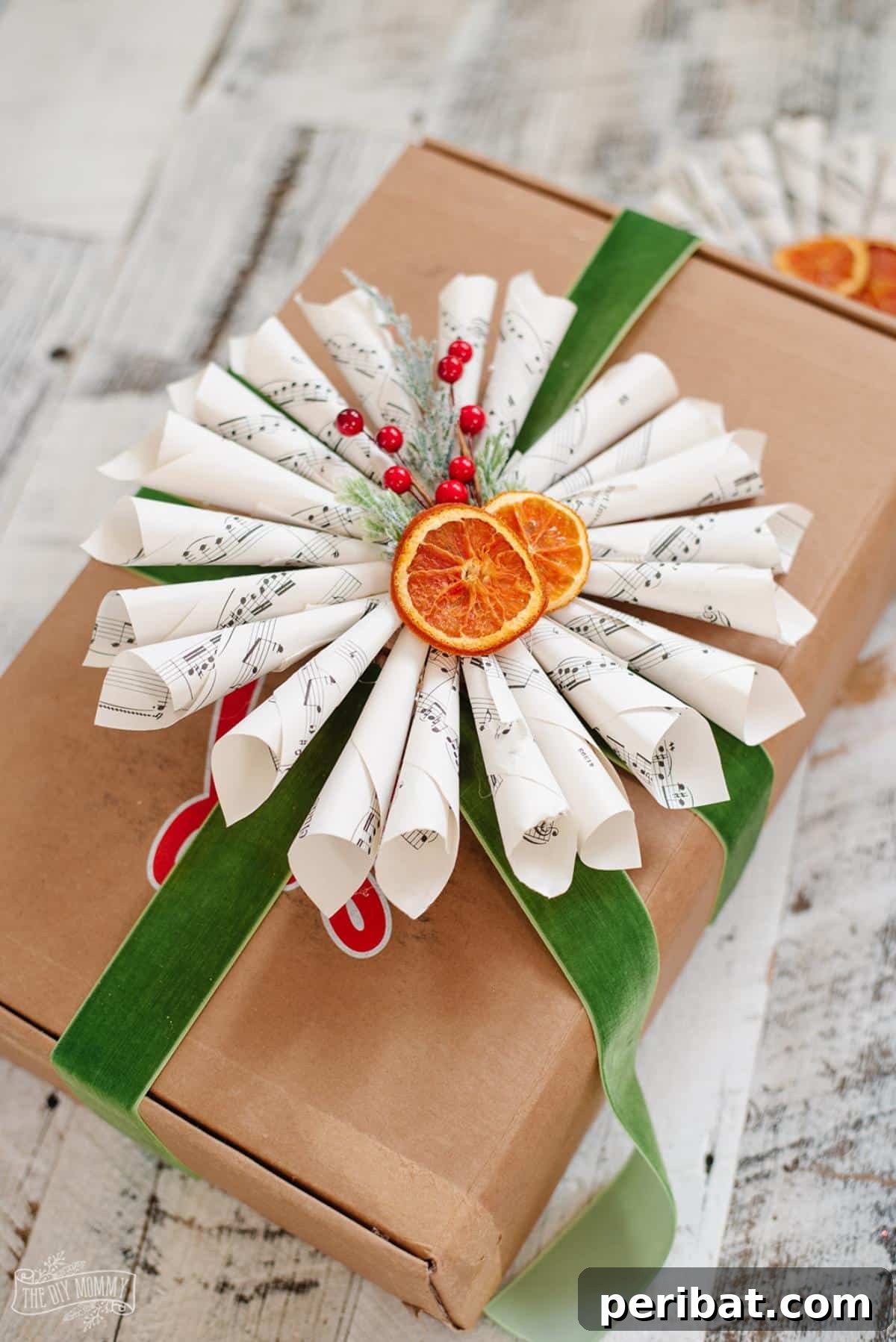 Crafting Melodies 40 Sheet Music Projects 10 A charming mini Christmas wreath creatively made from thrifted sheet music, adorned with festive elements.