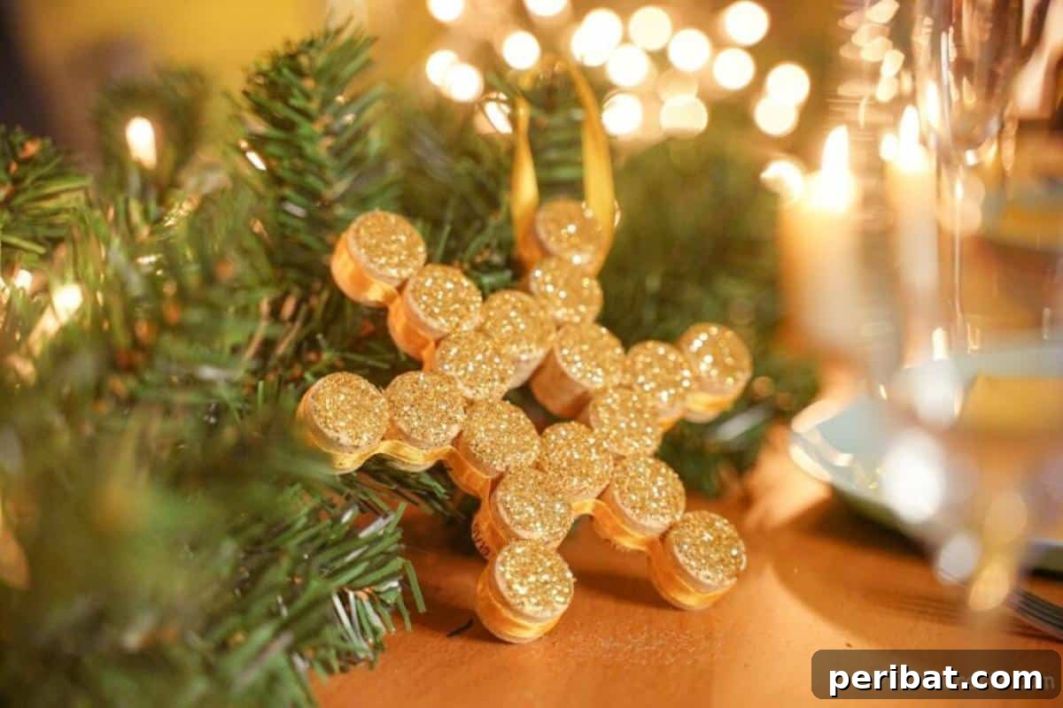 Glittery Wine Cork Snowflake Christmas Ornament