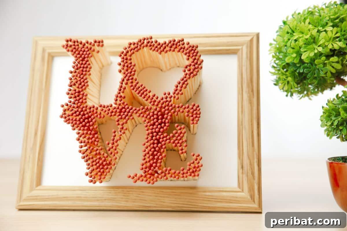 Framed Love Sign Made of Matches