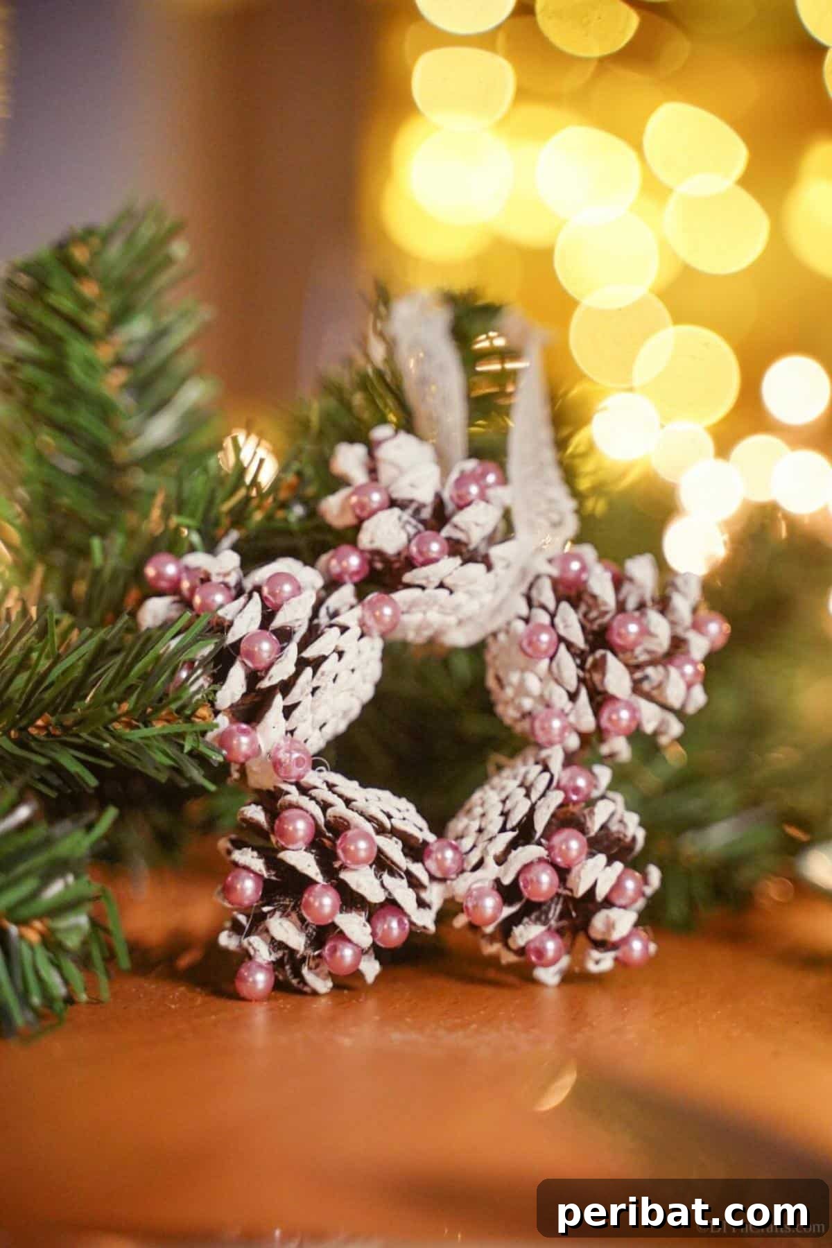 Sparkling Beaded Pinecone Star Ornament
